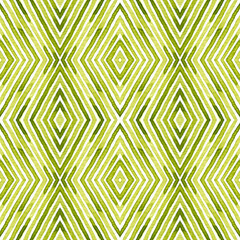 Green Geometric Watercolor. Delicate Seamless Patt