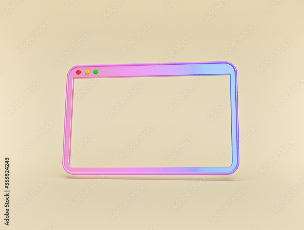Poster minimal blank frame, user interface, empty computer window. 3d rendering