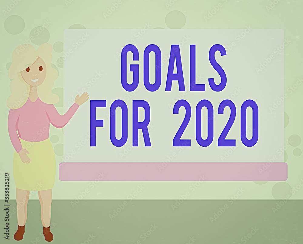 Aufkleber conceptual hand writing showing goals for 2020. concept meaning object of an individuals ambition or