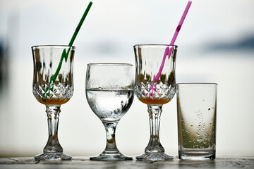 Mixed drink with mixed glass 