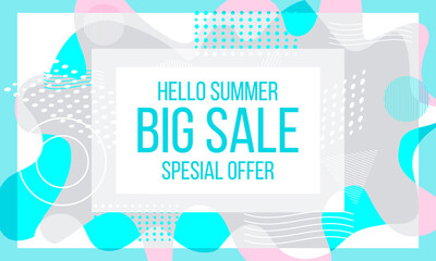 Hello Summer Colorful Banner Big Sale Vector Illustration