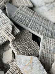 Stone tile texture in quarry construction piling