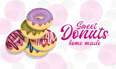 Colorful picture with sweet donuts home made vector illustration.