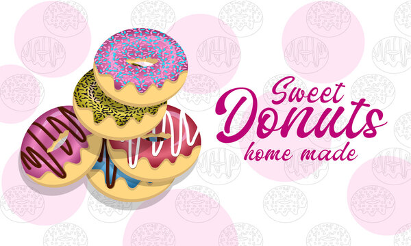Colorful picture with sweet donuts home made vector illustration.