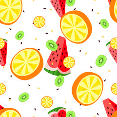 Modern fruits seamless pattern, great design for any purposes. Vector fashion background. 