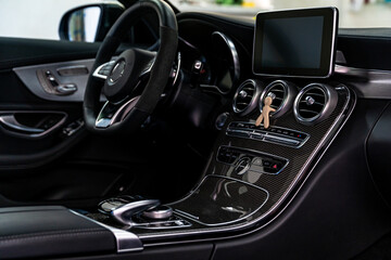 interior of a luxury car, noble materials and quality workmanship