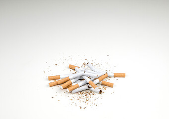 No smoking. Broken cigarette in the men's hand