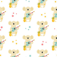 Fototapeta premium Colorful seamless pattern with cute funny koalas