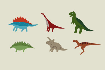 Set of funny dinosaurs