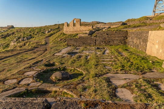 The abandoned buddle pit at Botallack tin mines, Cornwall
