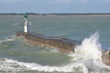 Mesquer Lighthouse, pointe de Merquel, Loire-Atlantique, west of France