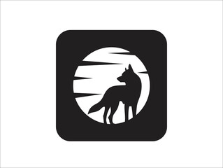 Wolf Howling In the Full Moon Night Logo