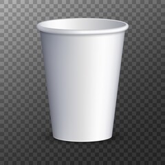 Paper Coffee Cup isolated on transparent background. Vector promotional mockup