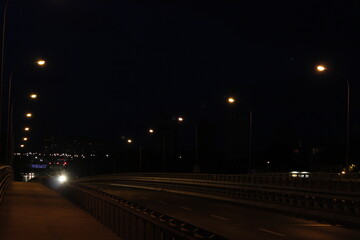 Autostrada,most,ruch drogowy,noc,droga,iskra.