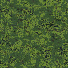 Digital flora. Camouflage seamless pattern incorporating tiny pixels of black, brown and foliage green on a pale green background.