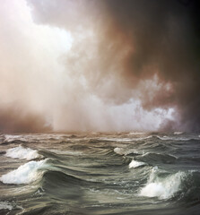 Romantic windy weather beautiful sky over sea or ocean 