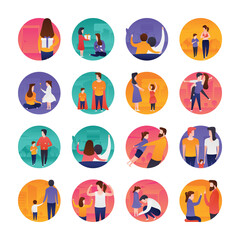 Fototapeta premium Mothers and Fathers Day Flat Vectors Pack 