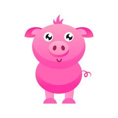 Cute pig vector illustration. Flat design.