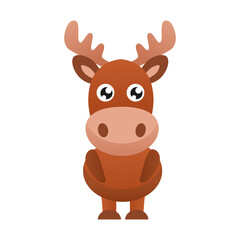 Cute elk vector illustration. Flat design.