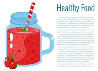Strawberry smoothie vector illustration.