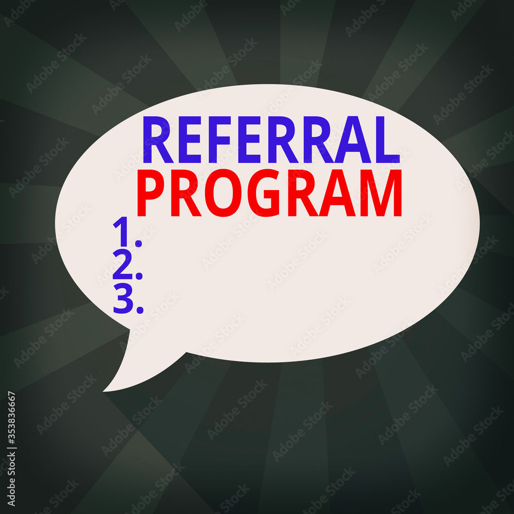 Aufkleber handwriting text writing referral program. conceptual photo employees are rewarded for introducing s