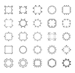 Frames and Monograms Line Icons Set