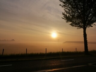 sunset over the river