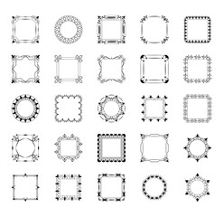 
Diverse Frames and Monograms Line Icons Set 
