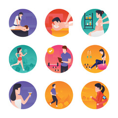 Fototapeta premium Fitness And Spa Illustrations 