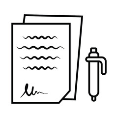Fototapeta premium Pen signing a contract line art icon
