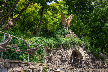 Statue in small park in Kamianets Podilskyi city in Khmelnytskyi Oblast, Ukraine