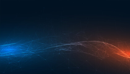 abstract technology banner with blue and orange lights