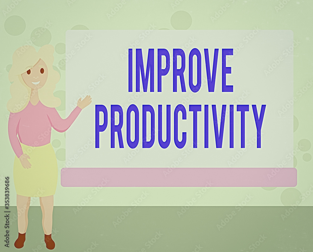 Poster conceptual hand writing showing improve productivity. concept meaning to increase the machine and pr