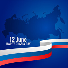 happy russia day patriotic poster design with flag