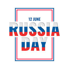 12th june happy russia day celebration card design