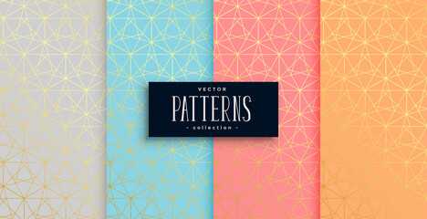 geometric pastel color gold pattern set of four
