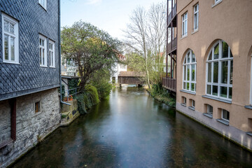Fototapeta na wymiar Gera - Lange Brücke - glattes Wasser