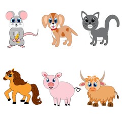 Farm animals set , cartoon vector illustration