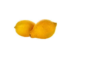 Two fresh yellow lemons isolated on white background.