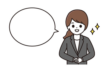 スーツ 女性 吹き出し イラスト