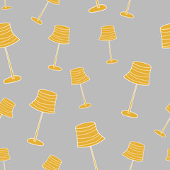 Experiment sign, idea symbol, sciense seamless pattern. Lampe raphic style. Cover for school notebook. background