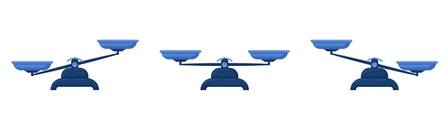 Scales balancing illustration. Scales with hesitating cups legal comparisons law laws crime and punishment in fair court decision vector concept of the right decision clipart.