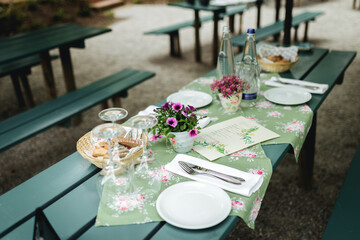 Table setting at a Bavarian restaurant