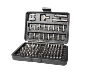 Screwdriver Micro Bit Set in plastic case. Isolated on a white background.