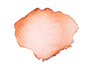 Abstract brown watercolor spot isolated on white background. Colorful aquarelle splash on paper, liquid splatter of paint