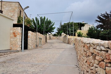 View of an empty street in Inia (Ineia) village in the Paphos District of Cyprus