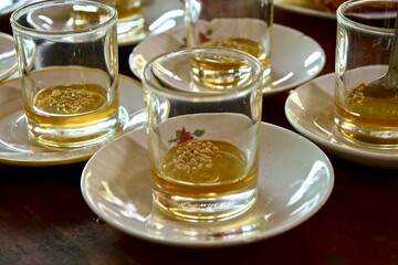 Tasting honey in Vietnam.