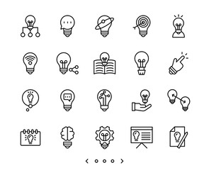 Light bulb and Idea line icon set