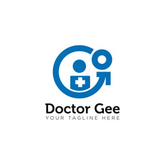 doctor gee logo, creative human and letter G vector