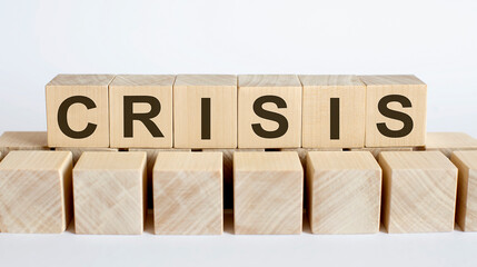 CRISIS word from wooden blocks on desk, search engine optimization concept